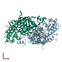 PDB entry 1e5e coloured by chain, front view.