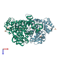 PDB entry 1e5e coloured by chain, top view.