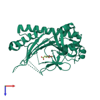 PDB entry 1e5h coloured by chain, top view.