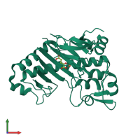 PDB entry 1e5i coloured by chain, front view.