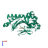 PDB entry 1e5i coloured by chain, top view.