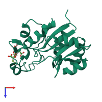PDB entry 1e5k coloured by chain, top view.