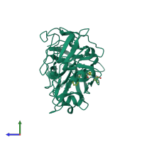 PDB entry 1e5o coloured by chain, side view.