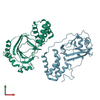 PDB entry 1e5r coloured by chain, front view.
