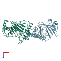 PDB entry 1e5s coloured by chain, top view.