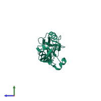 PDB entry 1e5u coloured by chain, side view.