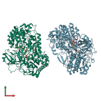 PDB entry 1e61 coloured by chain, front view.