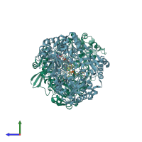 PDB entry 1e61 coloured by chain, side view.
