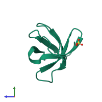 PDB entry 1e6g coloured by chain, side view.
