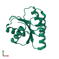 PDB entry 1e6m coloured by chain, front view.