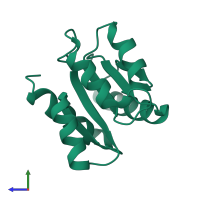 PDB entry 1e6m coloured by chain, side view.