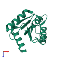 PDB entry 1e6m coloured by chain, top view.