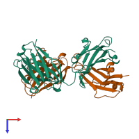 PDB entry 1e6o coloured by chain, top view.