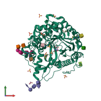 PDB entry 1e6s coloured by chain, front view.