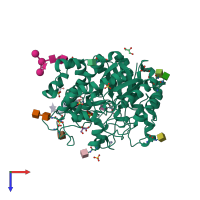 PDB entry 1e71 coloured by chain, top view.