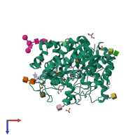 PDB entry 1e73 coloured by chain, top view.