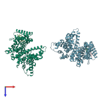 PDB entry 1e7a coloured by chain, top view.
