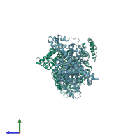 PDB entry 1e7b coloured by chain, side view.