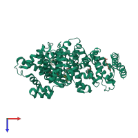 PDB entry 1e7e coloured by chain, top view.