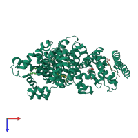 PDB entry 1e7g coloured by chain, top view.