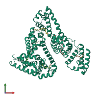 PDB entry 1e7i coloured by chain, front view.
