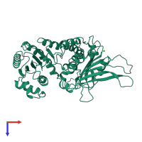 PDB entry 1e7m coloured by chain, top view.