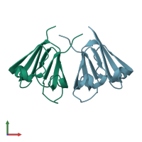 PDB entry 1e7n coloured by chain, front view.