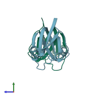 PDB entry 1e7n coloured by chain, side view.