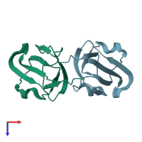 PDB entry 1e7n coloured by chain, top view.