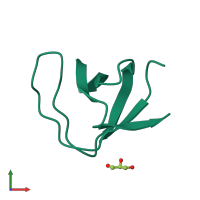 PDB entry 1e7o coloured by chain, front view.