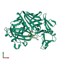 PDB entry 1e82 coloured by chain, front view.