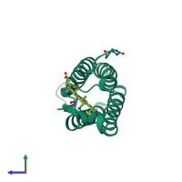 PDB entry 1e85 coloured by chain, side view.