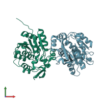 PDB entry 1e89 coloured by chain, front view.