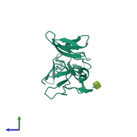 PDB entry 1e8b coloured by chain, side view.