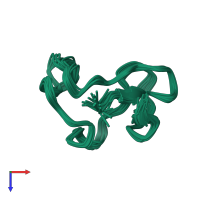 PDB entry 1e8j coloured by chain, ensemble of 20 models, top view.