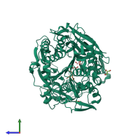 PDB entry 1e8n coloured by chain, side view.