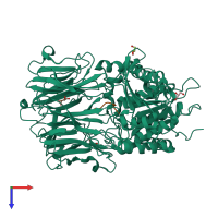 PDB entry 1e8n coloured by chain, top view.