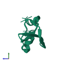 PDB entry 1e8q coloured by chain, ensemble of 5 models, side view.