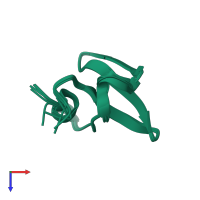 PDB entry 1e8q coloured by chain, ensemble of 5 models, top view.