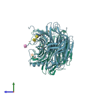 PDB entry 1e8t coloured by chain, side view.