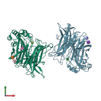 PDB entry 1e8u coloured by chain, front view.