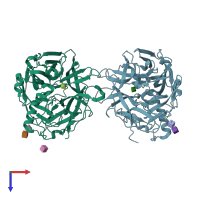 PDB entry 1e8u coloured by chain, top view.