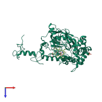 PDB entry 1e93 coloured by chain, top view.