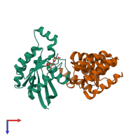 PDB entry 1e96 coloured by chain, top view.