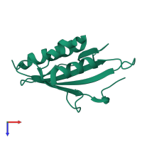 PDB entry 1e97 coloured by chain, top view.