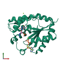 PDB entry 1e98 coloured by chain, front view.