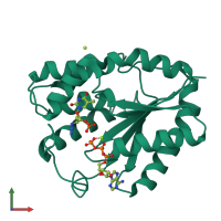 PDB entry 1e9a coloured by chain, front view.