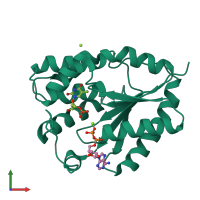 PDB entry 1e9e coloured by chain, front view.