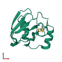 PDB entry 1e9m coloured by chain, front view.