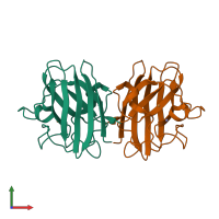 PDB entry 1e9p coloured by chain, front view.